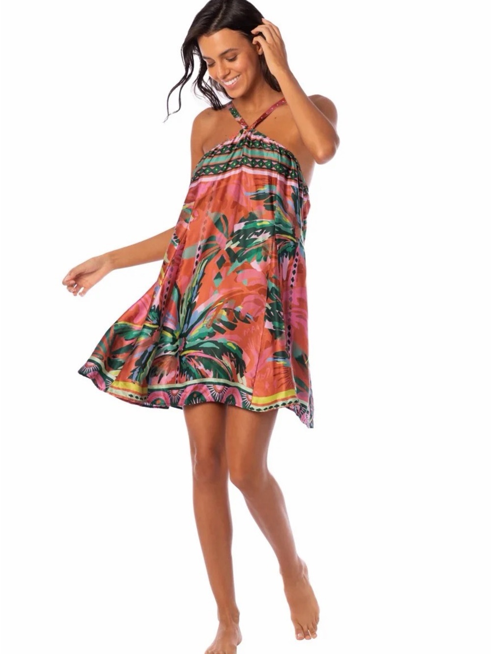 Maaji Lusine Flame Palms Medium Sleeveless Spring/Summer Mini Dress Size Resort
